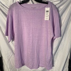 NWT Eileen Fisher Jewel Neck Organic Linen Tee